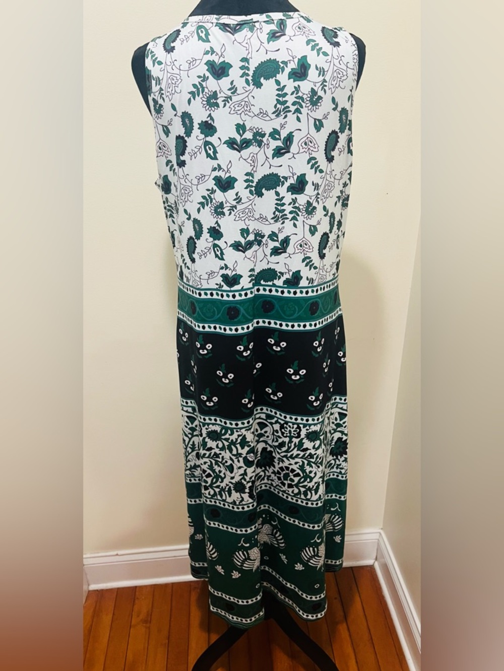 Green Boho Sleeveless Dress Soft Stretch A Line Sz Large - Picture 9 of 13